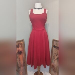 1940s Wool Jumper Dress Chic Red Midi Dress